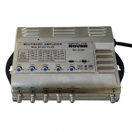 RT-407PLUS / Central amplificadora de alta potencia (FM/BIII-DAB/2xUHF/SAT) 35/40/53/40dB Rover