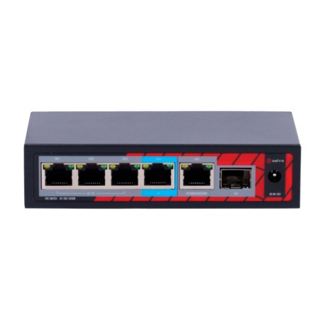 SF-POE-EXT0604GF60 / Extensor PoE 10/100/1000Mbps 4 Puertos +2 Safire