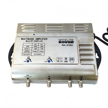 RT-200PLUS / Central amplificadora de alta potencia (FM/UHF) 35/45dB Rover